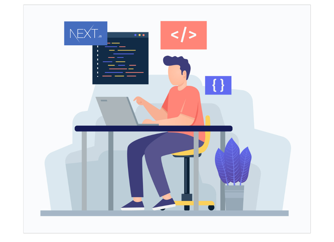 Person sitting with a laptop setting up and getting started with next.js