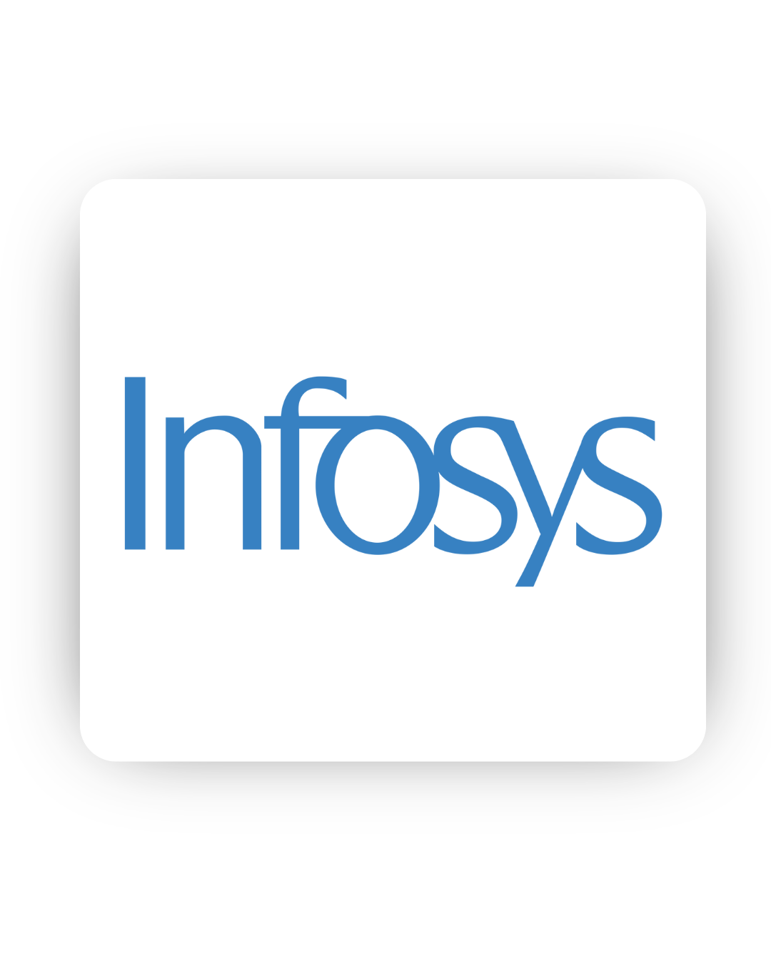 Logo of Infosys, featuring the company name in blue lowercase letters on a white background, with a modern and minimalist design style.