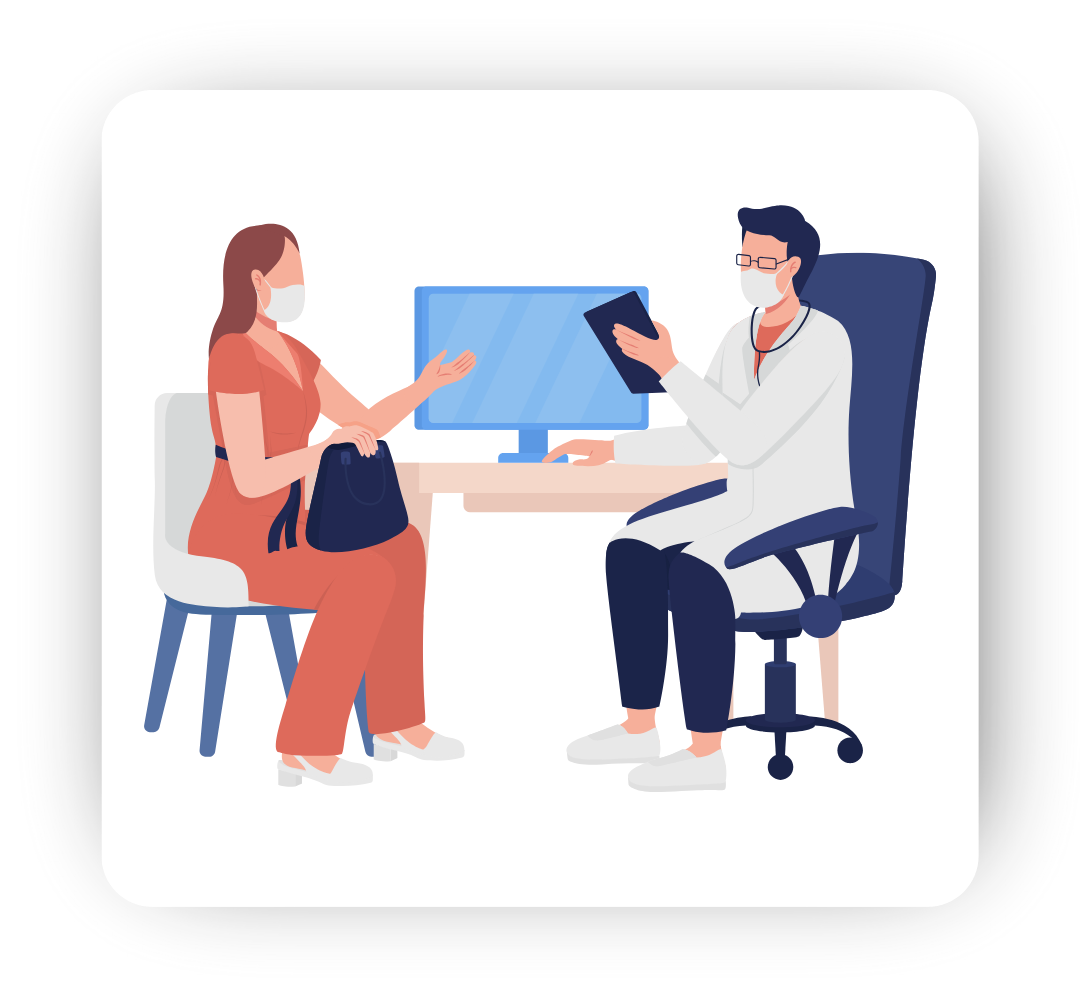 Doctor consulting patient, showing personalized treatment plan on tablet, highlighting modern healthcare technology.