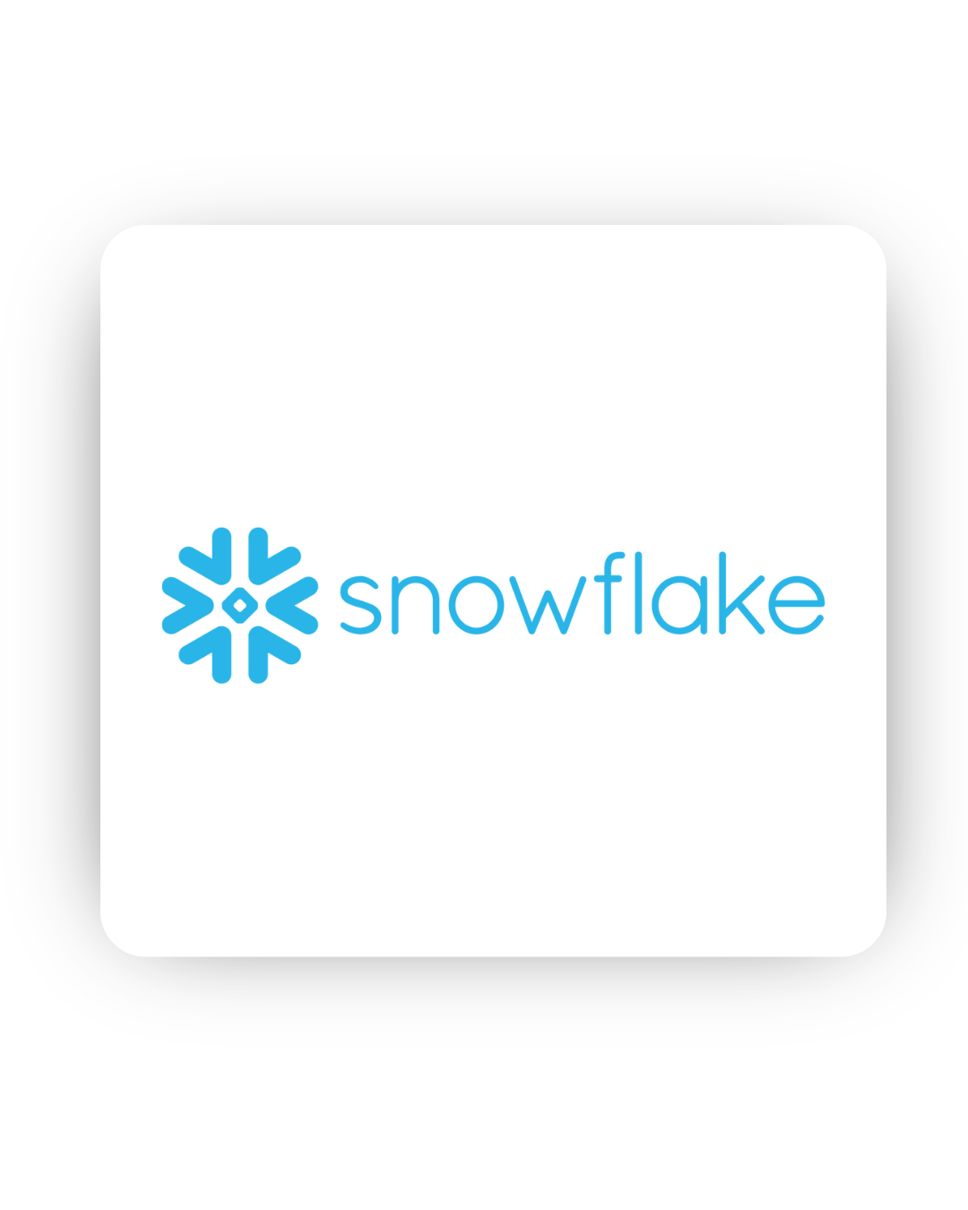 Snowflake logo: a stylized blue snowflake icon beside the word "snowflake" in lowercase blue letters, all on a white background with rounded corners.