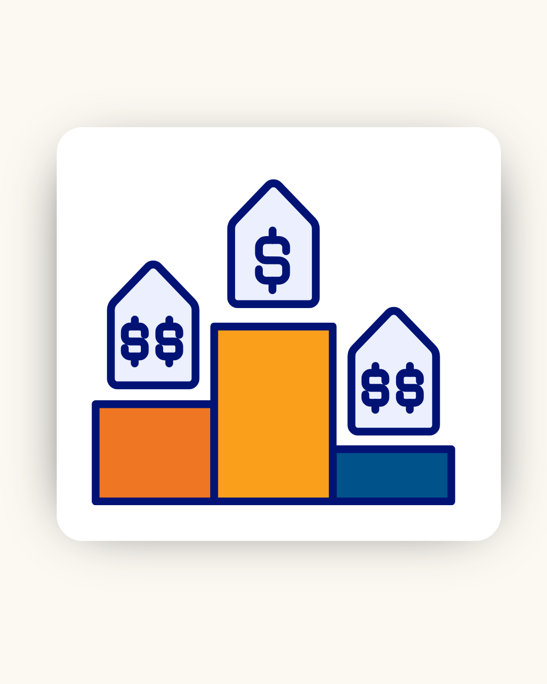 Illustration of a bar chart with price tags showing varying dollar amounts, symbolizing usage-based pricing models.