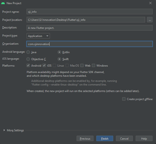 new project in android studio