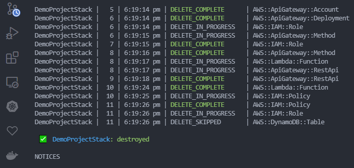 aws cdk manually deleting