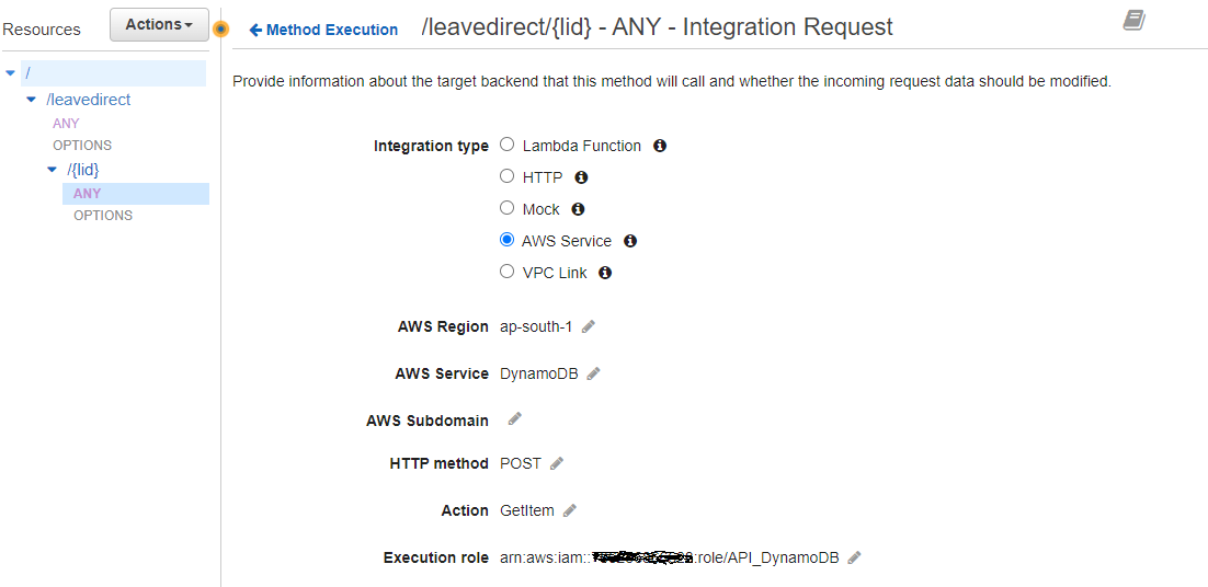  creating a api Integration Request