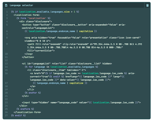 shopify themes development- language selector code