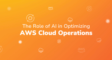 Orange gradient background with "The Role of AI in Optimizing AWS Cloud Operations" text and AWS/AI icons.